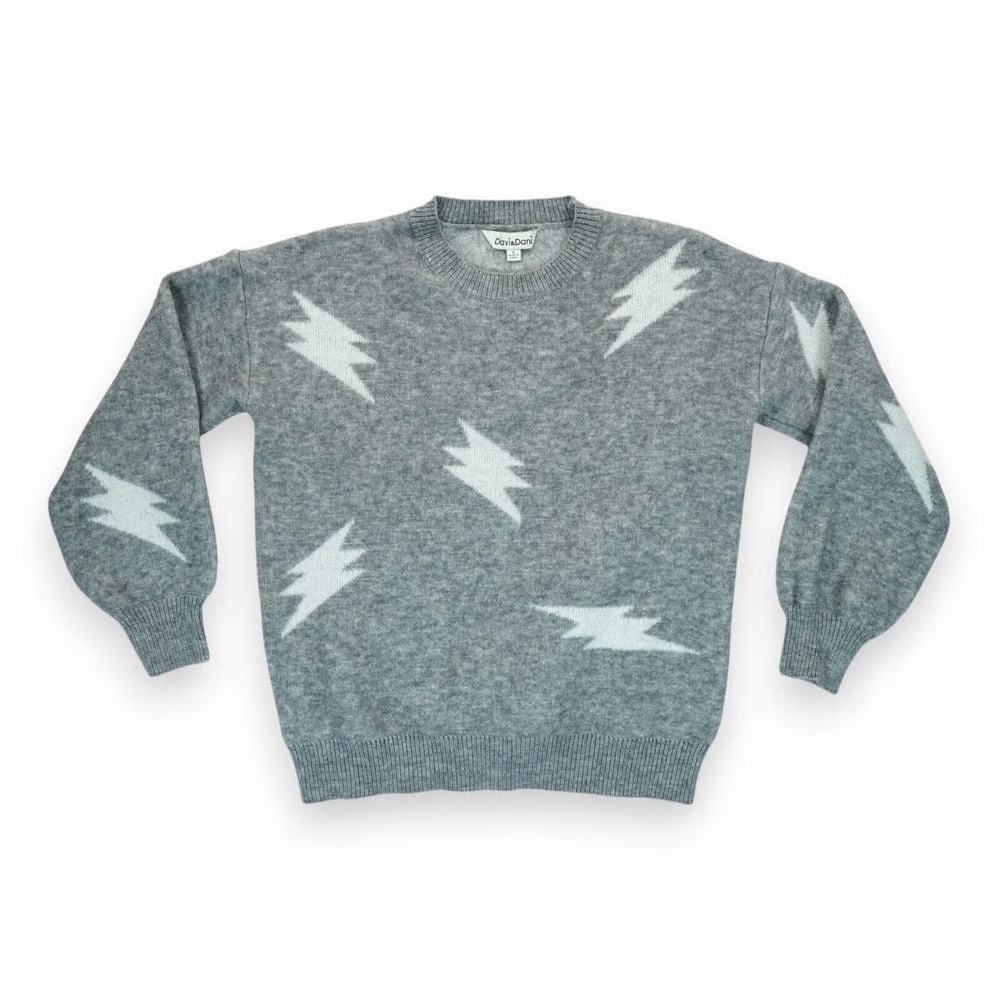 Gray Lightning Bolt Sweater